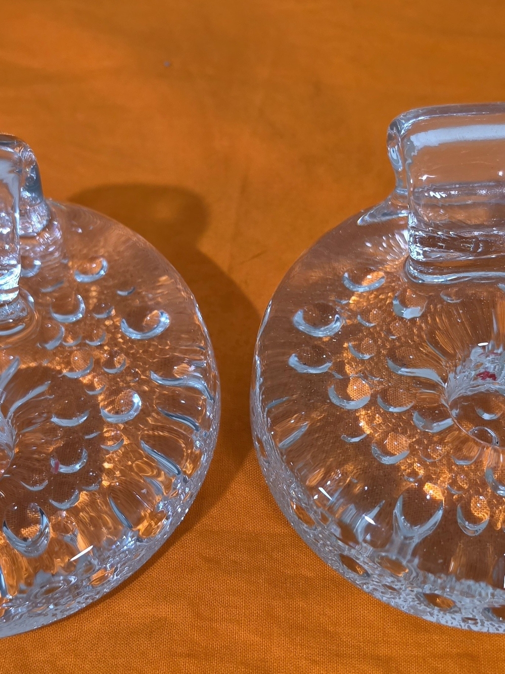 Clear Glass Candle Holders - Pair